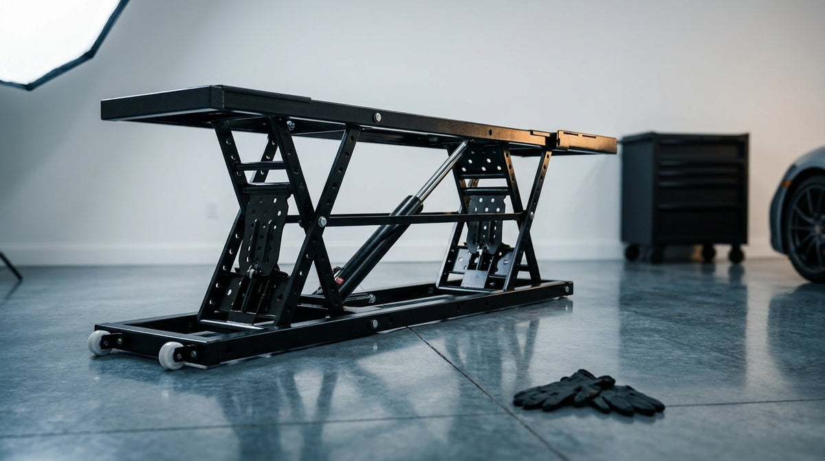 Car Lift, 25.6 Max. Height, 5, 000 LBS Capacity Portable Car Lift, with Extended-Length Plates, Heavy-Duty Carbon Steel Truck Lift with 120V Power Unit, Auto Car Jack Lifts for Home Garage Shop — Lifestyle