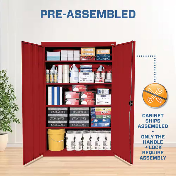 Elite Series 46 In. W X 72 In. H X 24 In. D 22-Gauge 5-Shelf Steel Freestanding Garage Storage Cabinet in Red