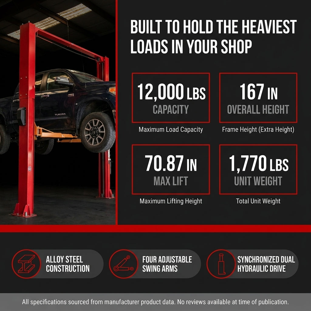12000 Lbs Extra Height 167Inch 2 Post Lift Two Post Car Lift AK-M120 Auto Lift Car Lift Hoist 2 Post Car Lift (Extra Height, Red) — Results & Stats