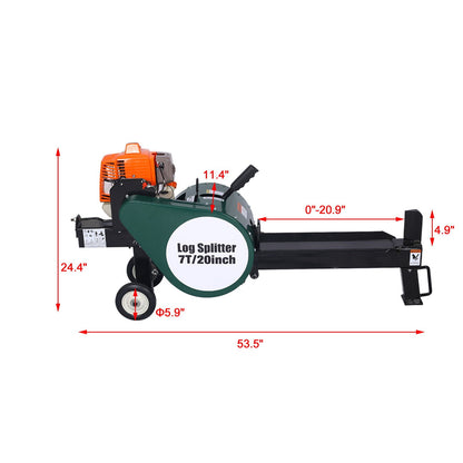 Portable Double Flywheel Electric Log Splitter 7 Ton with Auto Return - Gray