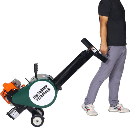 Portable Double Flywheel Electric Log Splitter 7 Ton with Auto Return - Gray