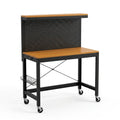 Adjustable Workbench Built to Last, Heavy Duty Wood Desktop, Rolling Wheels, USB Outlet, Storage Hooks