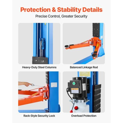2 Post Lift, 9000 lbs Capacity, 220V 2.95 HP Powerful Motor, Two Post Car Lift Auto Hoist for Sedan SUV Pickup, Automotive Hoist 74.8 Inch Height for Home Garage, Repair Shop, Workshop, Blue