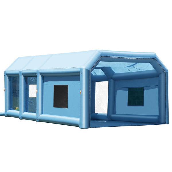 Inflatable Paint Booth, 27.9 x 15.7 x 10.8 ft Inflatable Spray Booth, Portable Car Paint Booth for Small Truck, with 950W+750W Powerful Blowers and Air Filter System, Large Motorcycle, Midsize S