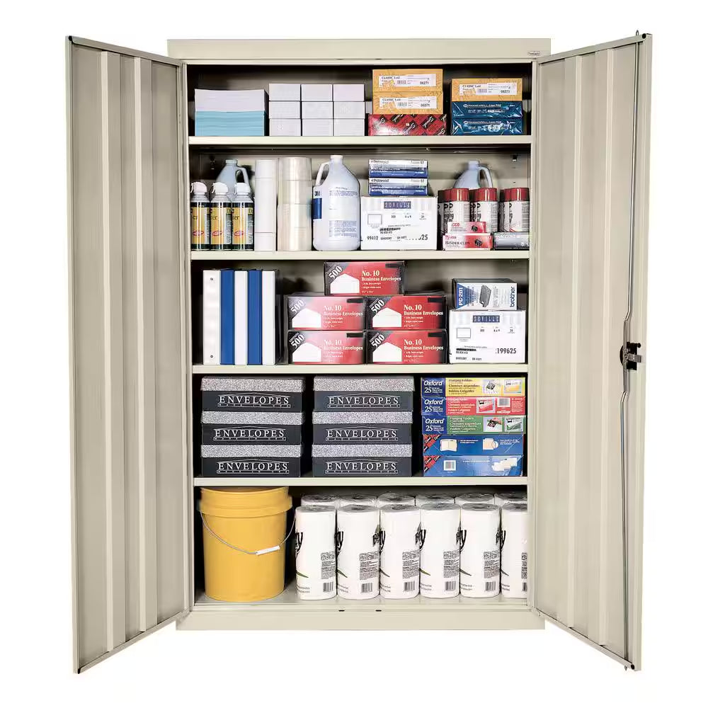 Elite Series 46 In. W X 72 In. H X 24 In. D 22-Gauge 5-Shelf Steel Freestanding Garage Storage Cabinet in Putty