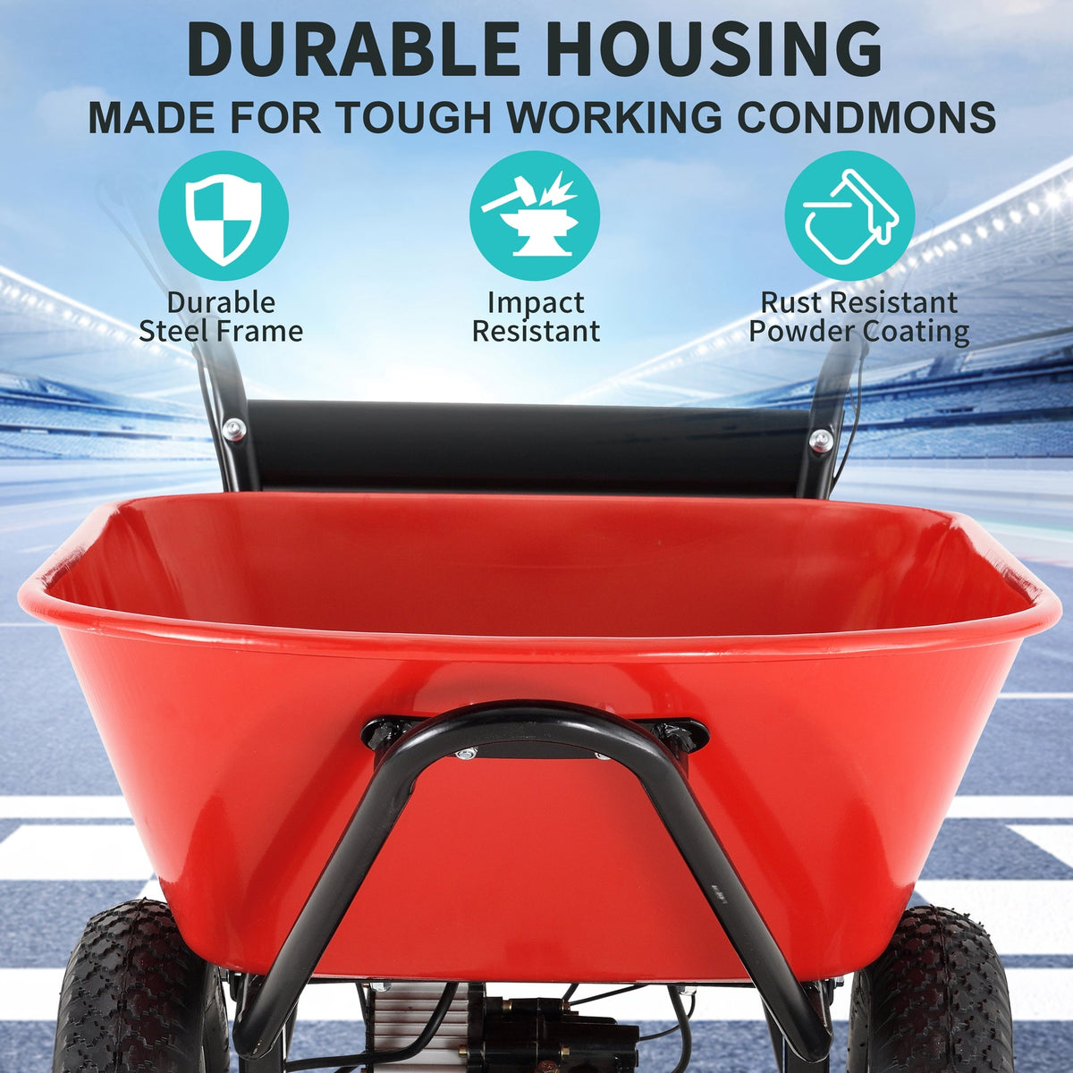 Red Rock 330 lb Electric Wheelbarrow with Dump Tub