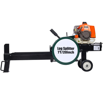 Portable Double Flywheel Electric Log Splitter 7 Ton with Auto Return - Gray