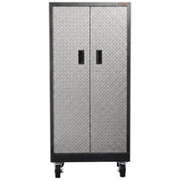 Premier Series Pre-Assembled Steel Freestanding Garage Cabinet in Silver with Casters (30 In. W X 65 In. H X 18 In. D) — Studio Shot