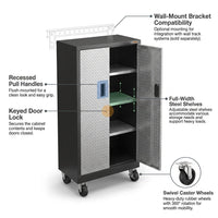 Premier Series Pre-Assembled Steel Freestanding Garage Cabinet in Silver with Casters (30 In. W X 65 In. H X 18 In. D) — How It Works