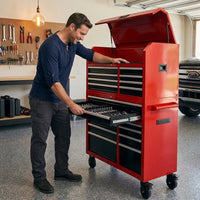 Tool Chest 18-Drawer | 66'' Large Rolling Tool Chest with Wheels | Detachable Top Metal Tool Box with Gas Struts | Lockable Rolling Tool Cabinet with Liners,Power Strip | Garage, Repair Shop, Workshop — Lifestyle
