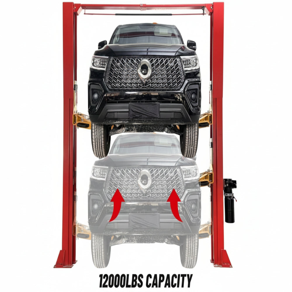 12000 Lbs Extra Height 167Inch 2 Post Lift Two Post Car Lift AK-M120 Auto Lift Car Lift Hoist 2 Post Car Lift (Extra Height, Red)