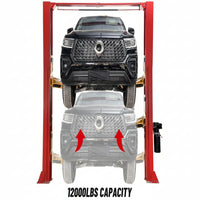 12000 Lbs Extra Height 167Inch 2 Post Lift Two Post Car Lift AK-M120 Auto Lift Car Lift Hoist 2 Post Car Lift (Extra Height, Red)