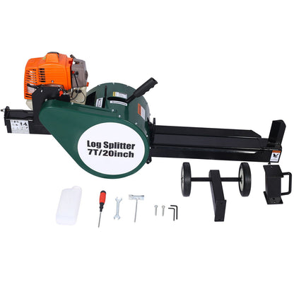 Portable Double Flywheel Electric Log Splitter 7 Ton with Auto Return - Gray