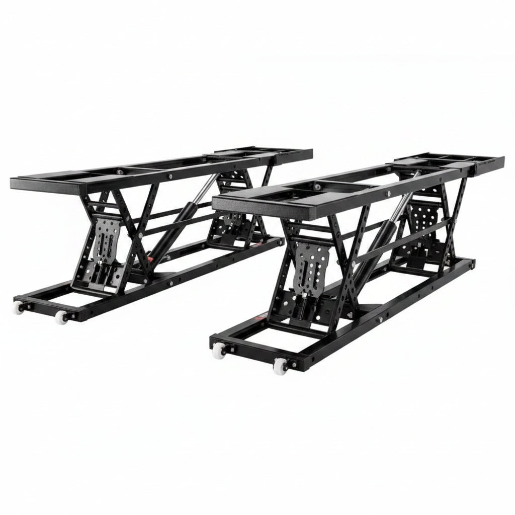 Car Lift, 25.6 Max. Height, 5, 000 LBS Capacity Portable Car Lift, with Extended-Length Plates, Heavy-Duty Carbon Steel Truck Lift with 120V Power Unit, Auto Car Jack Lifts for Home Garage Shop
